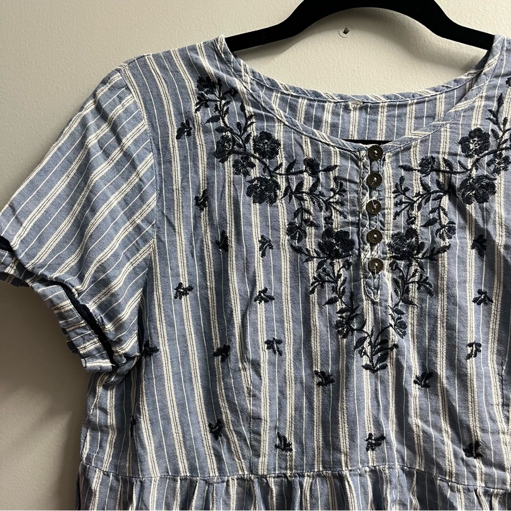 Embroidered Blue Top